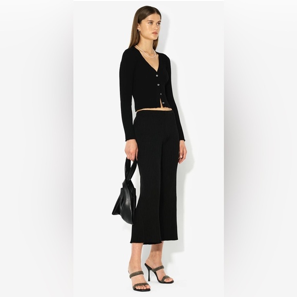 John Elliot Ginza Rib Cropped Pants / Black - Picture 2 of 3